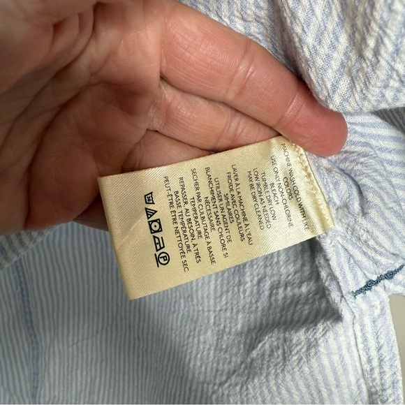 We The Free Ellie Stripe Puff Sleeve Pin Stripe 100% Cotton Collared Blouse - Picture 11 of 11